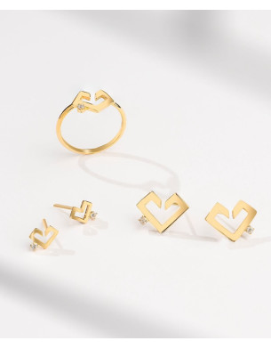 Heart set with 18k gold with diamond 